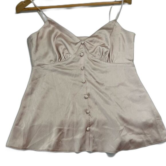 River Island Pink Satin Button Front Cami Top Women's Size 6 - Picture 6 of 11